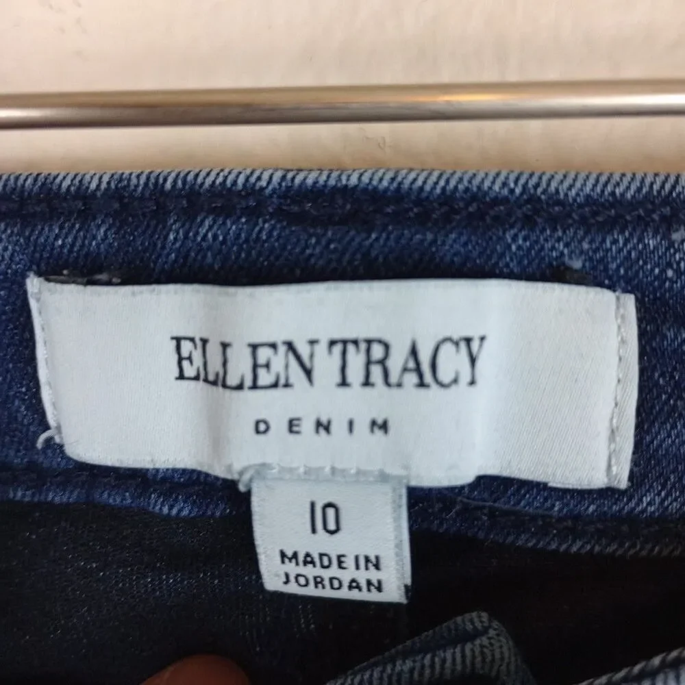 Ellen Tracy Denim Skinny Jeans Women's 10 Blue Refined Mid Rise Dark Wash